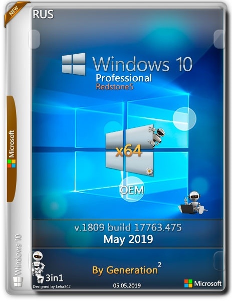 Windows 10 Pro x64 RS5 v.1809.17763.475 OEM May 2019 by Generation2
